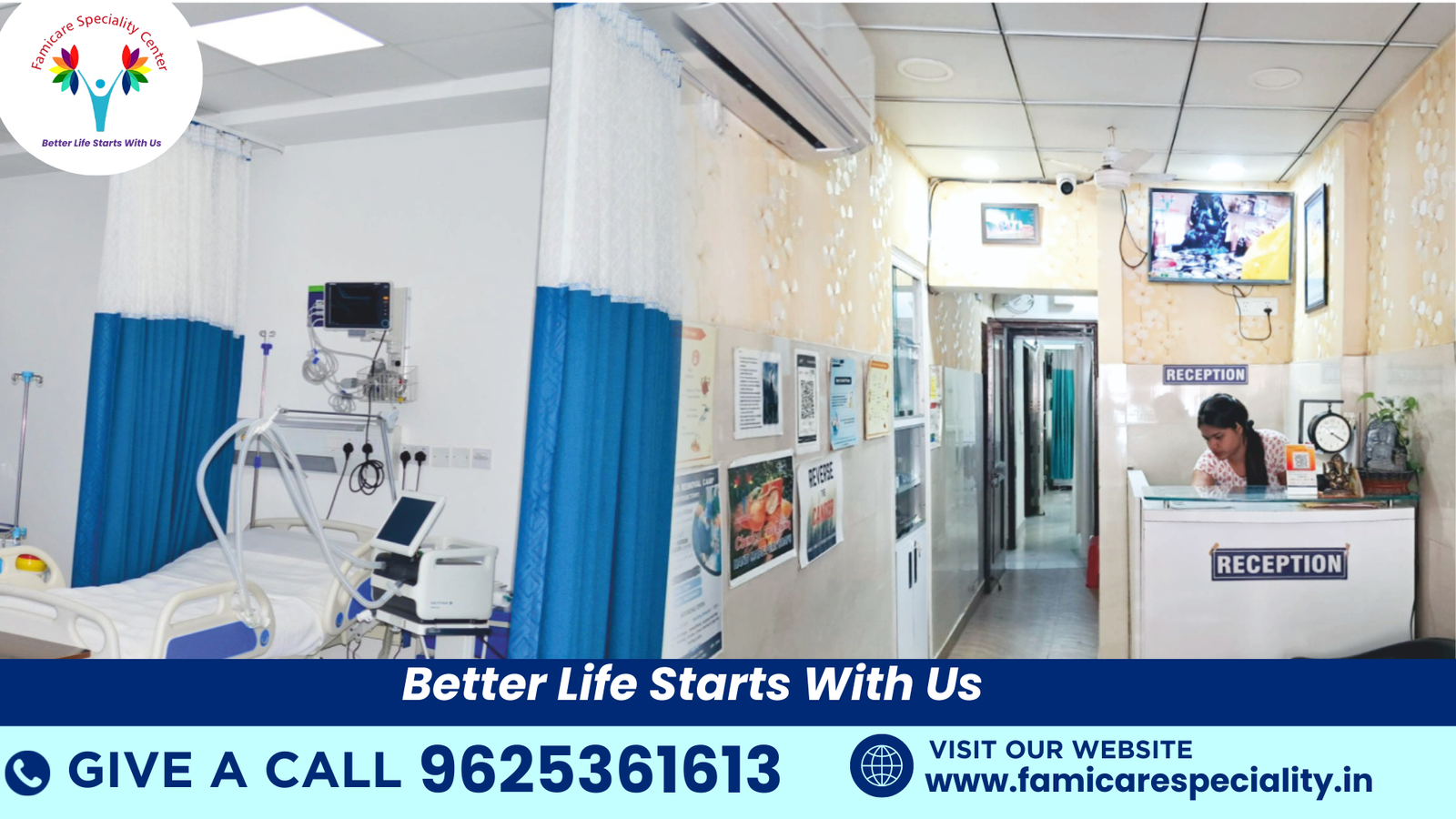 Interior view of Famicare Speciality Centre, Rohini, Delhi – Modern facilities and spacious design.